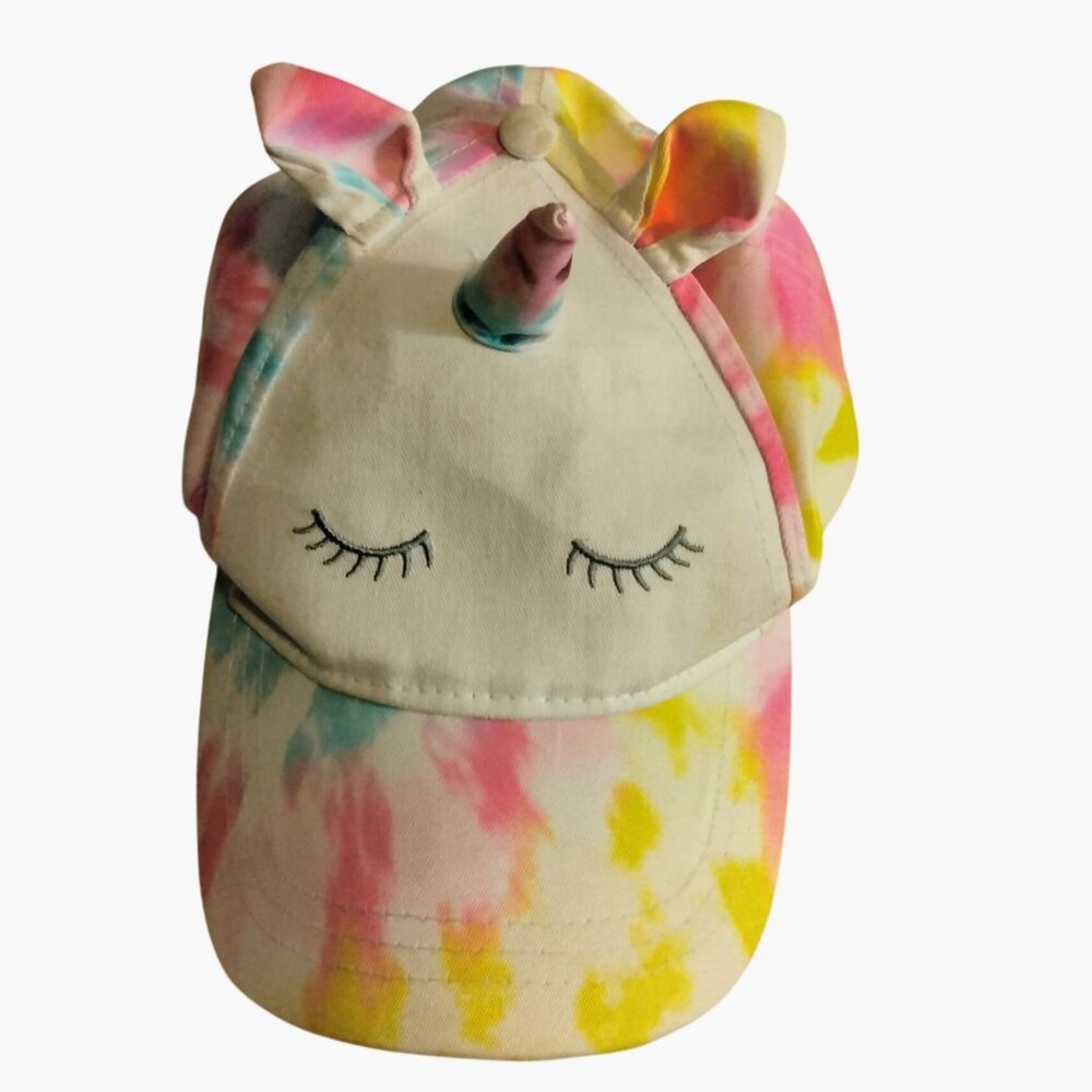 Kids Unicorn Tie Dye Cap With 3D Ears Horn Magic Fantasy